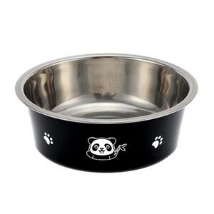 Non-Skid Small Dog Bowl Panda Pattern for Indoor and Outdoor Black